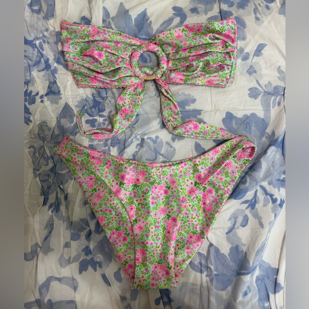 Kulani Kinis Pink and Green Floral Bikini